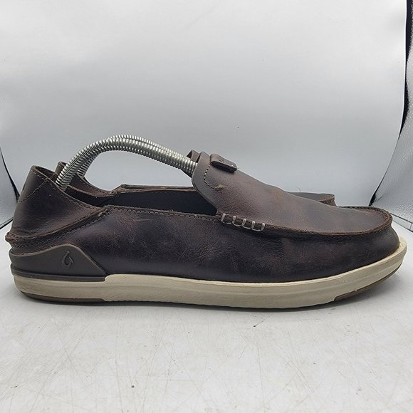 Olukai Kakaha Mens 10 Brown Leather Slip On Shoes Casual Comfort 10490-4848 main image 10